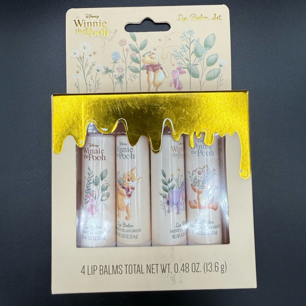 Disney Winnie the Pooh Lip Balm Set of 4 Flavored Brand New